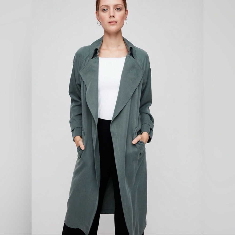 Aritzia Babaton Lawson Open Front Women’s Trench Coat Monterey Green | XS
